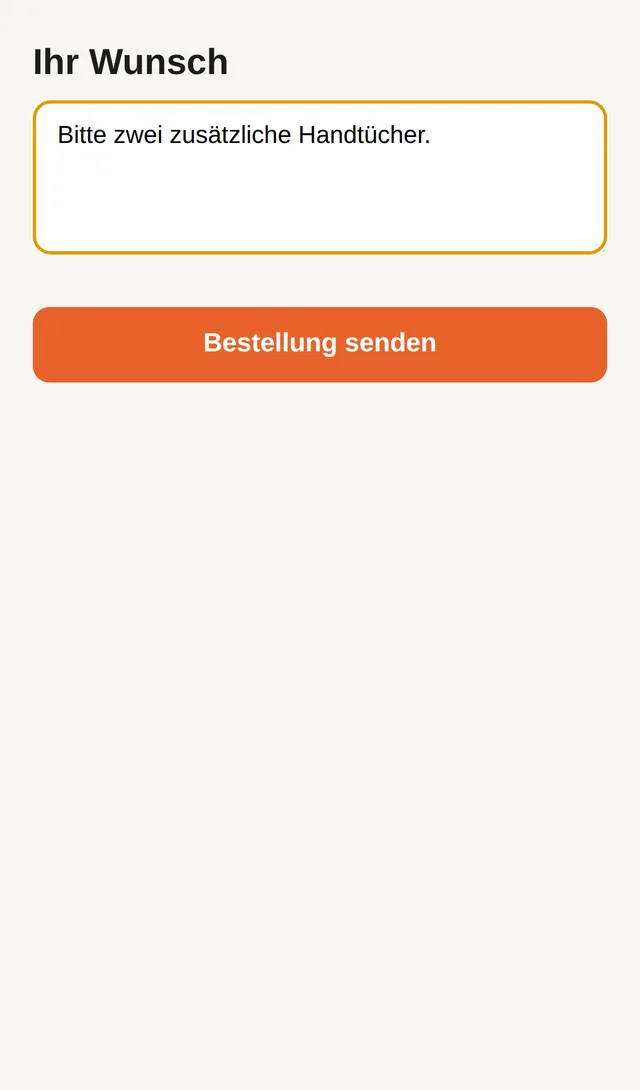 Guest entering an individual request on a phone